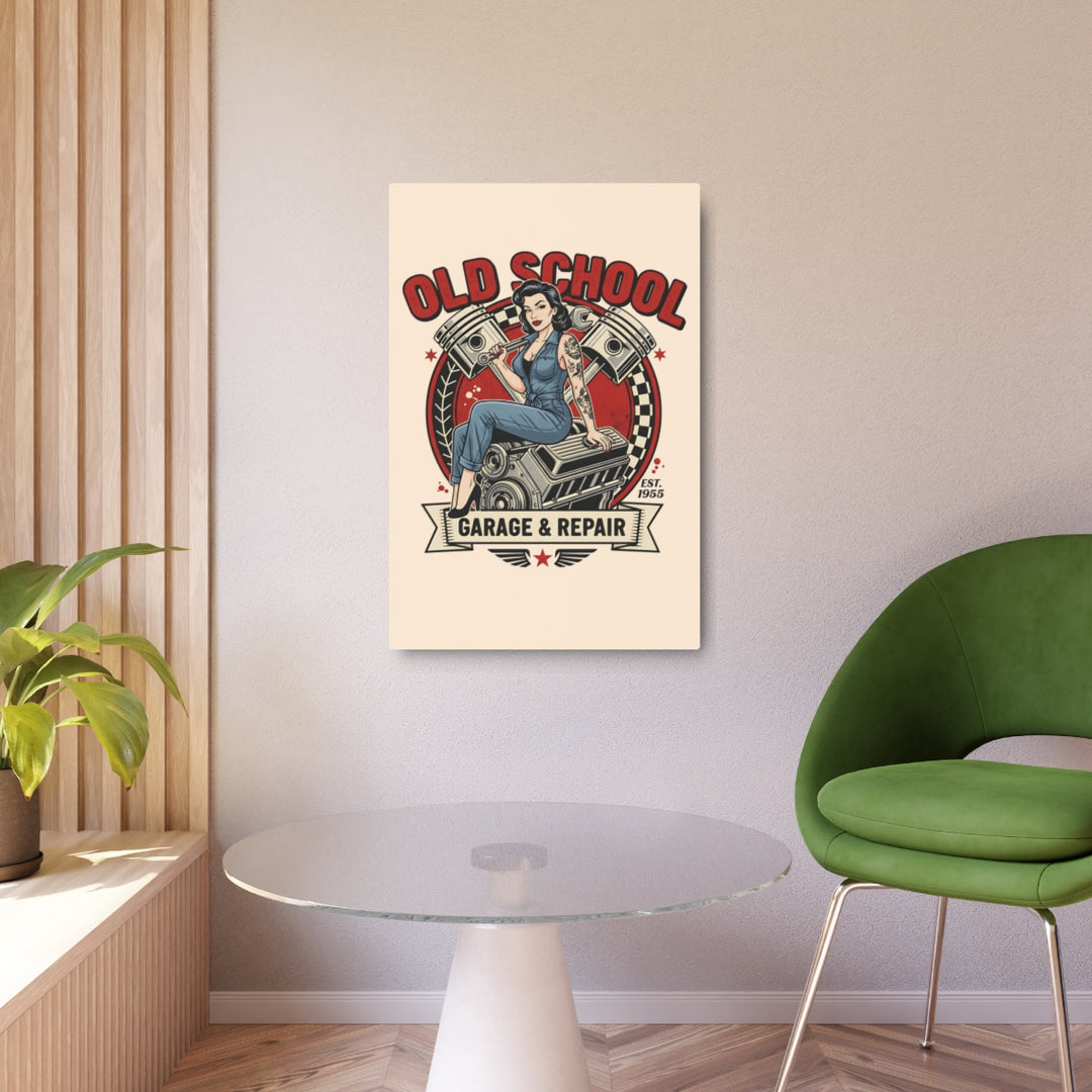 Vintage Metal Wall Sign - Garage Decor with Pin-up Girl