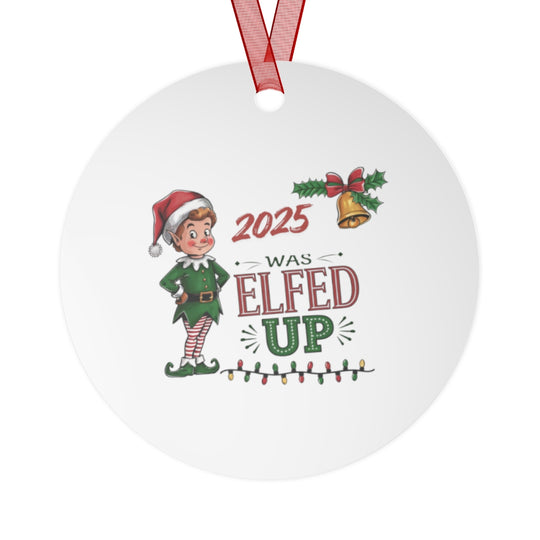 Humorous Elf Metal Christmas Ornament - Durable & Festive