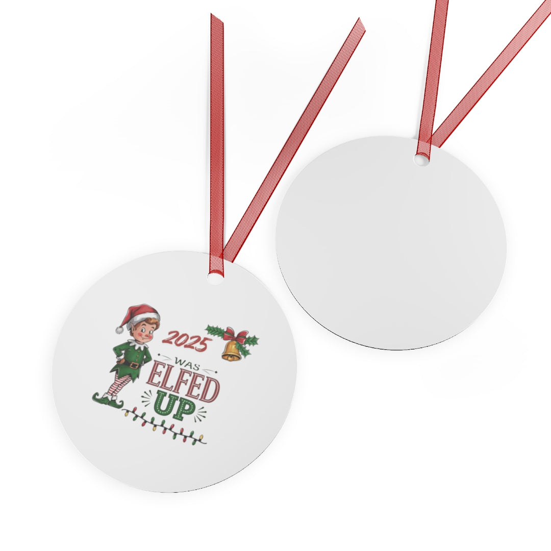 Humorous Elf Metal Christmas Ornament - Durable & Festive