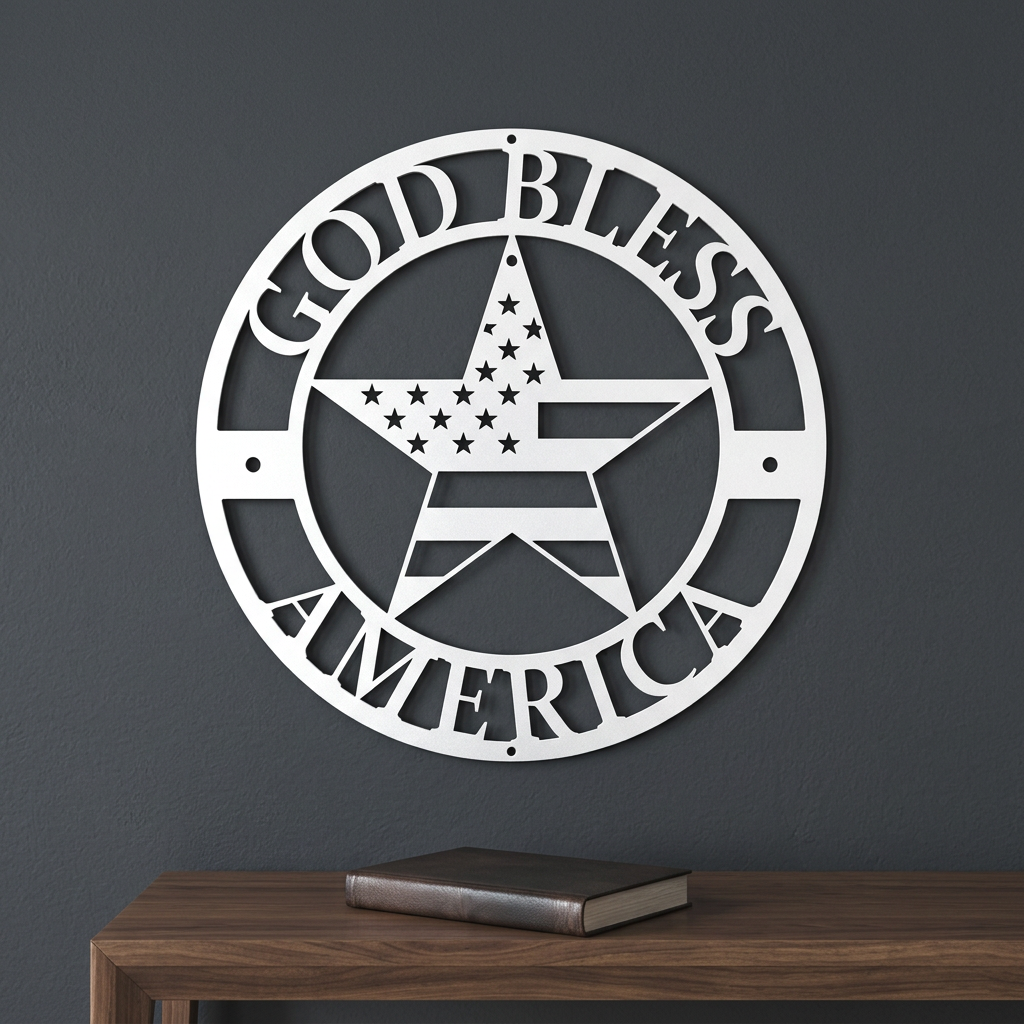 Patriotic Lone Star sign in a quiet den