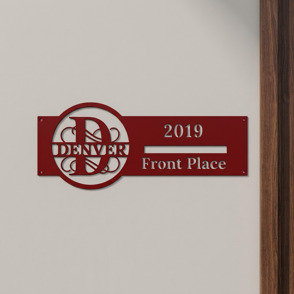 Red D address sign