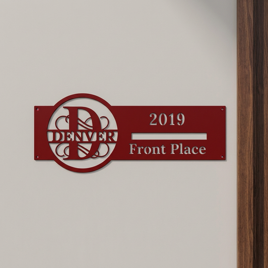 Red D address sign