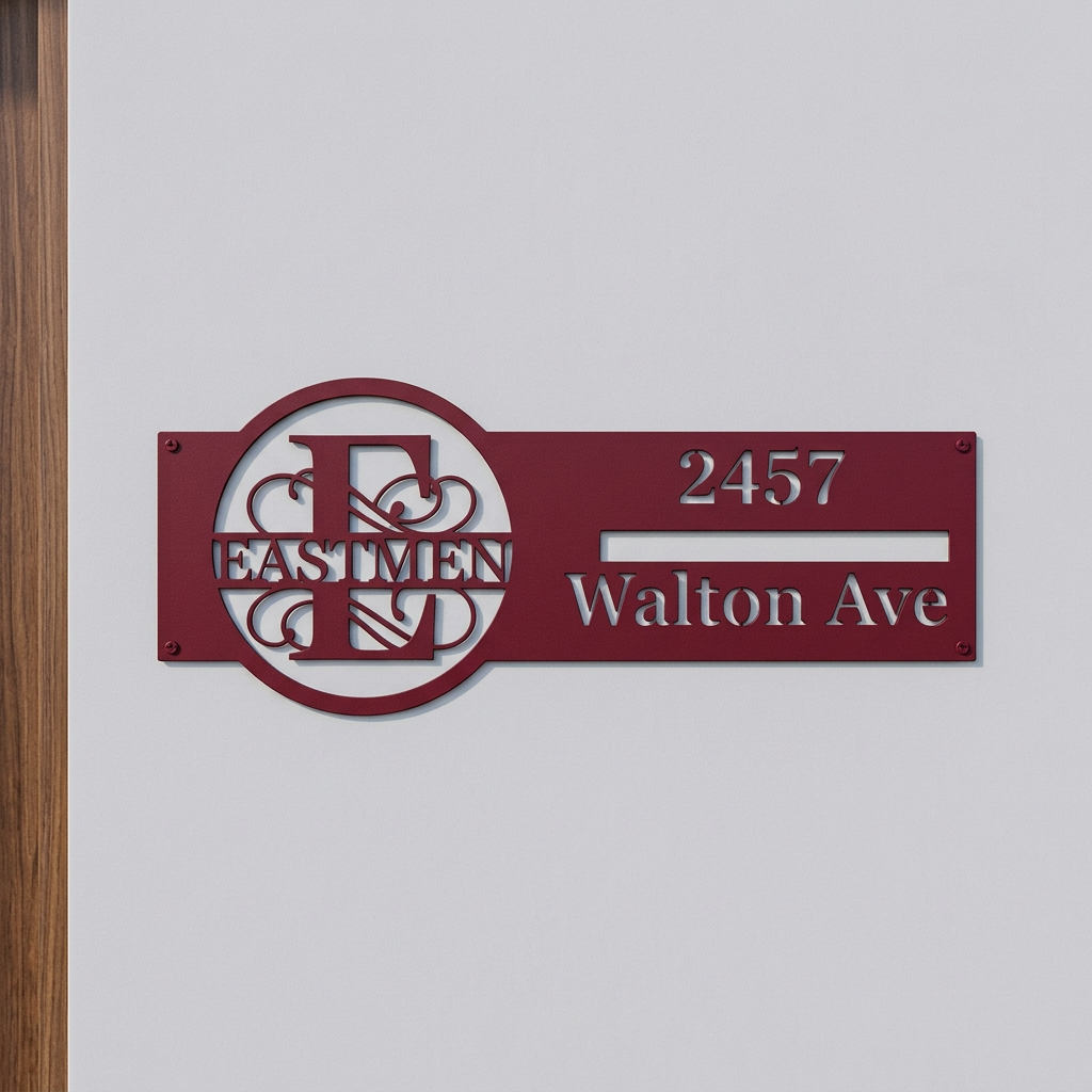 Red E address sign