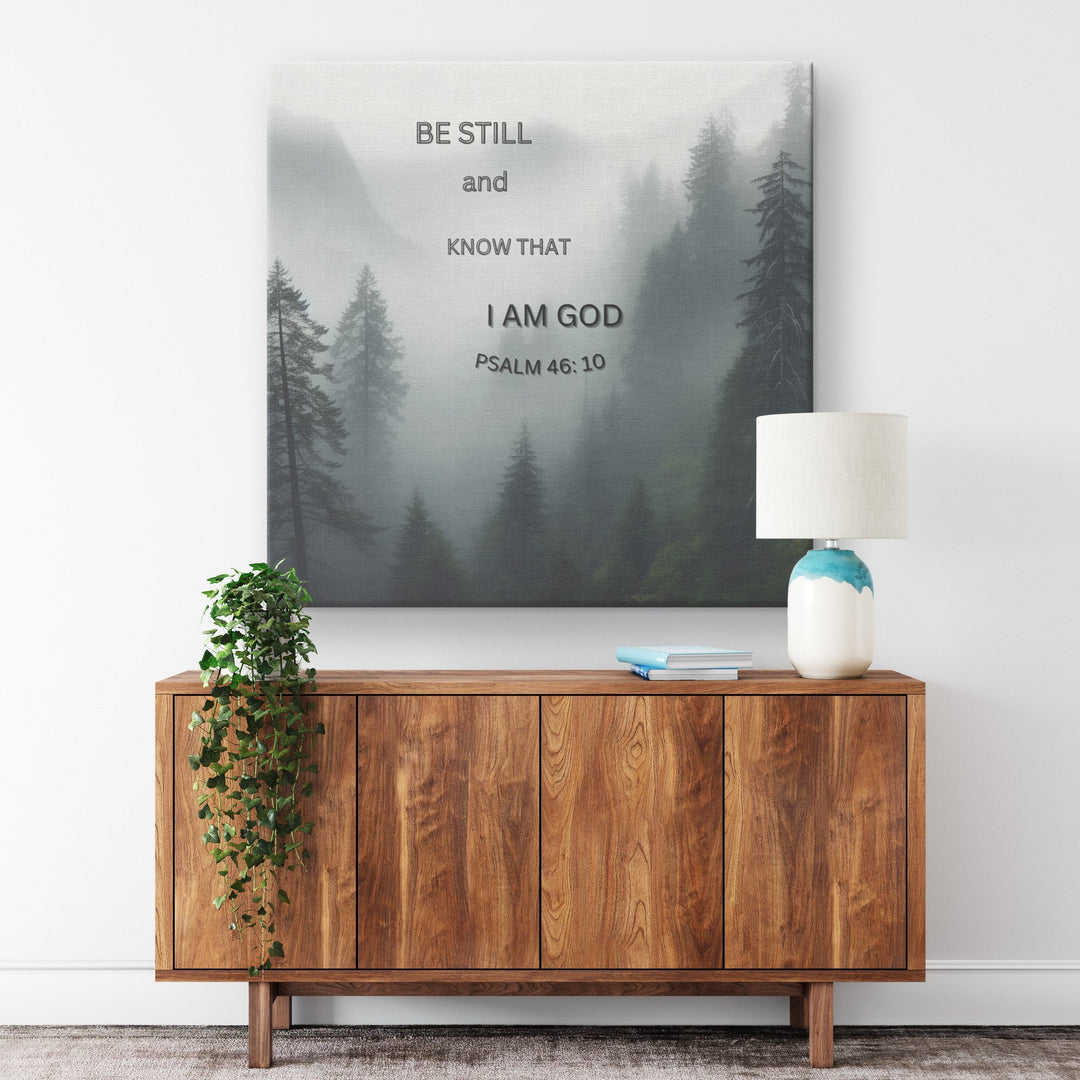 religious ,inspirational canvas with a forest background Canvas teelaunch 10x10 .75