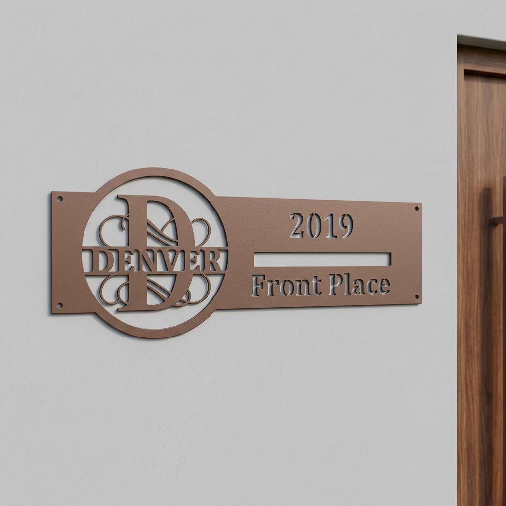 Revised copper D address sign