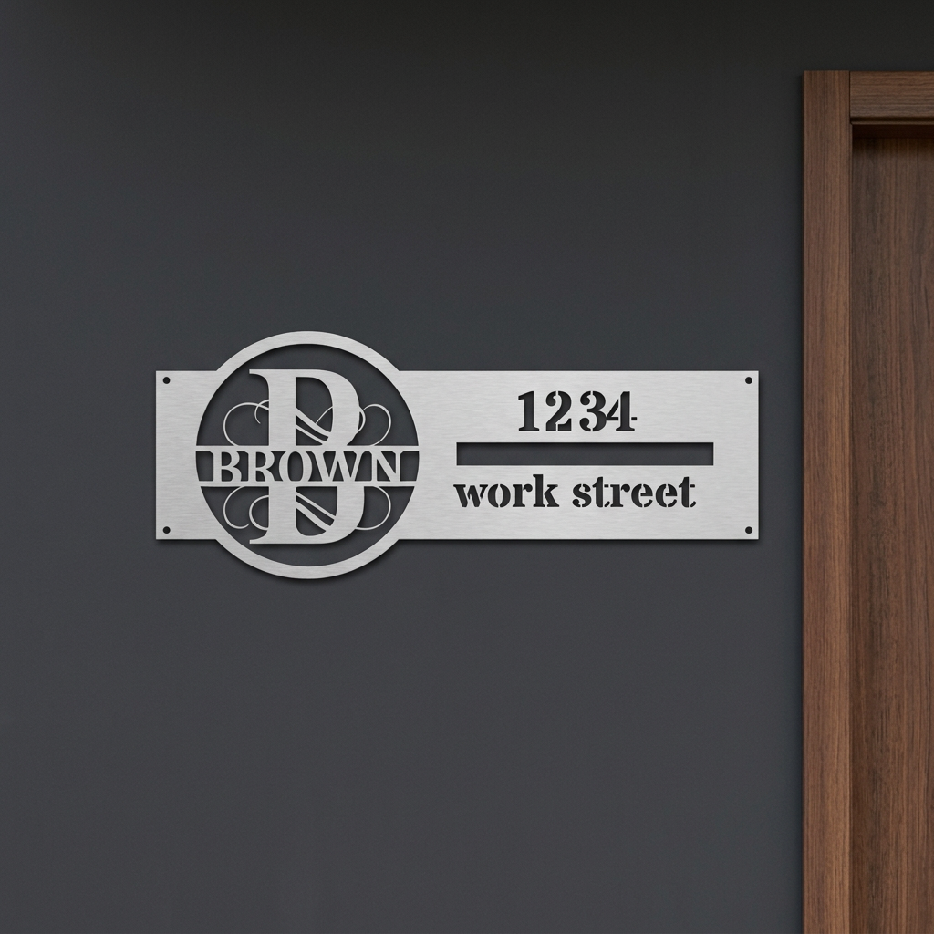 Silver B address sign