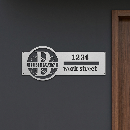 Silver B address sign