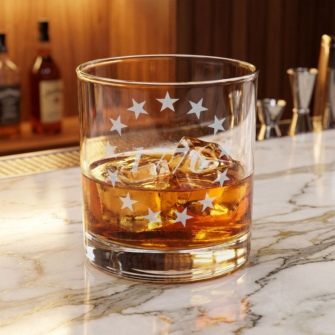 Engraved Patriotic Whiskey Glass 1776 - Historic Barware Gift