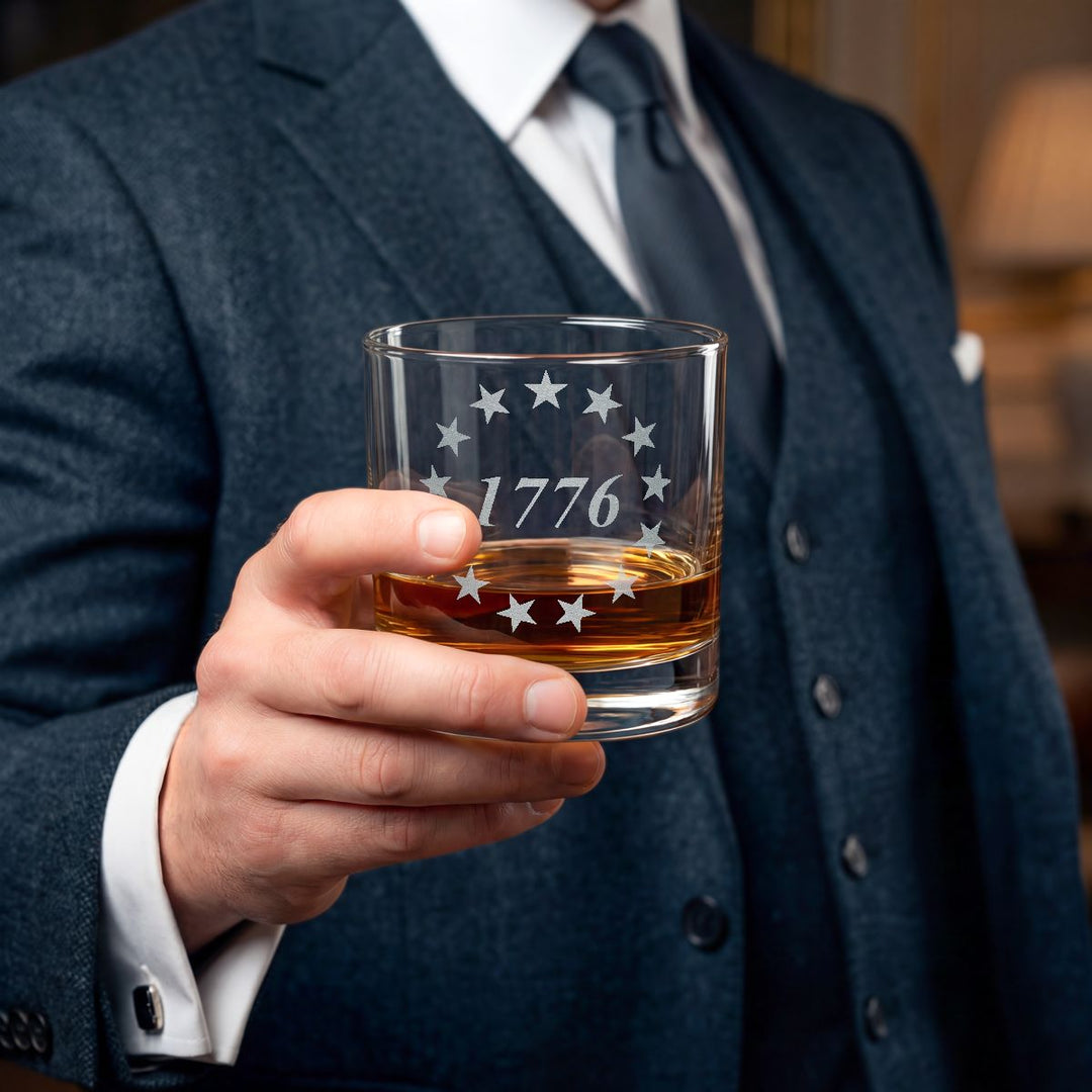 Engraved Patriotic Whiskey Glass 1776 - Historic Barware Gift