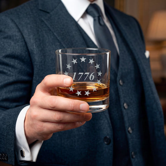 Engraved Patriotic Whiskey Glass 1776 - Historic Barware Gift