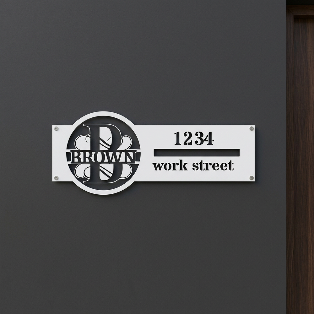 White B address sign