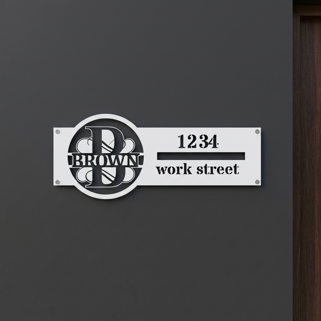 White B address sign