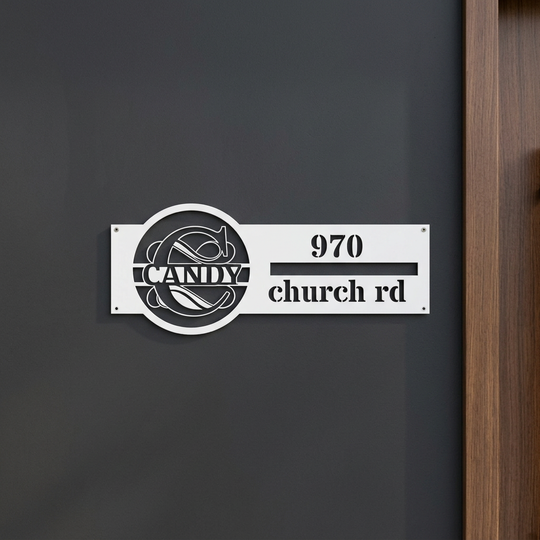 White C address sign
