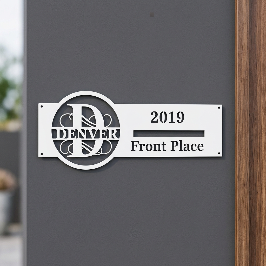 White D address sign