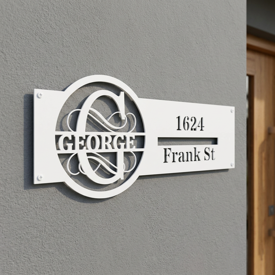 White G address sign mockup