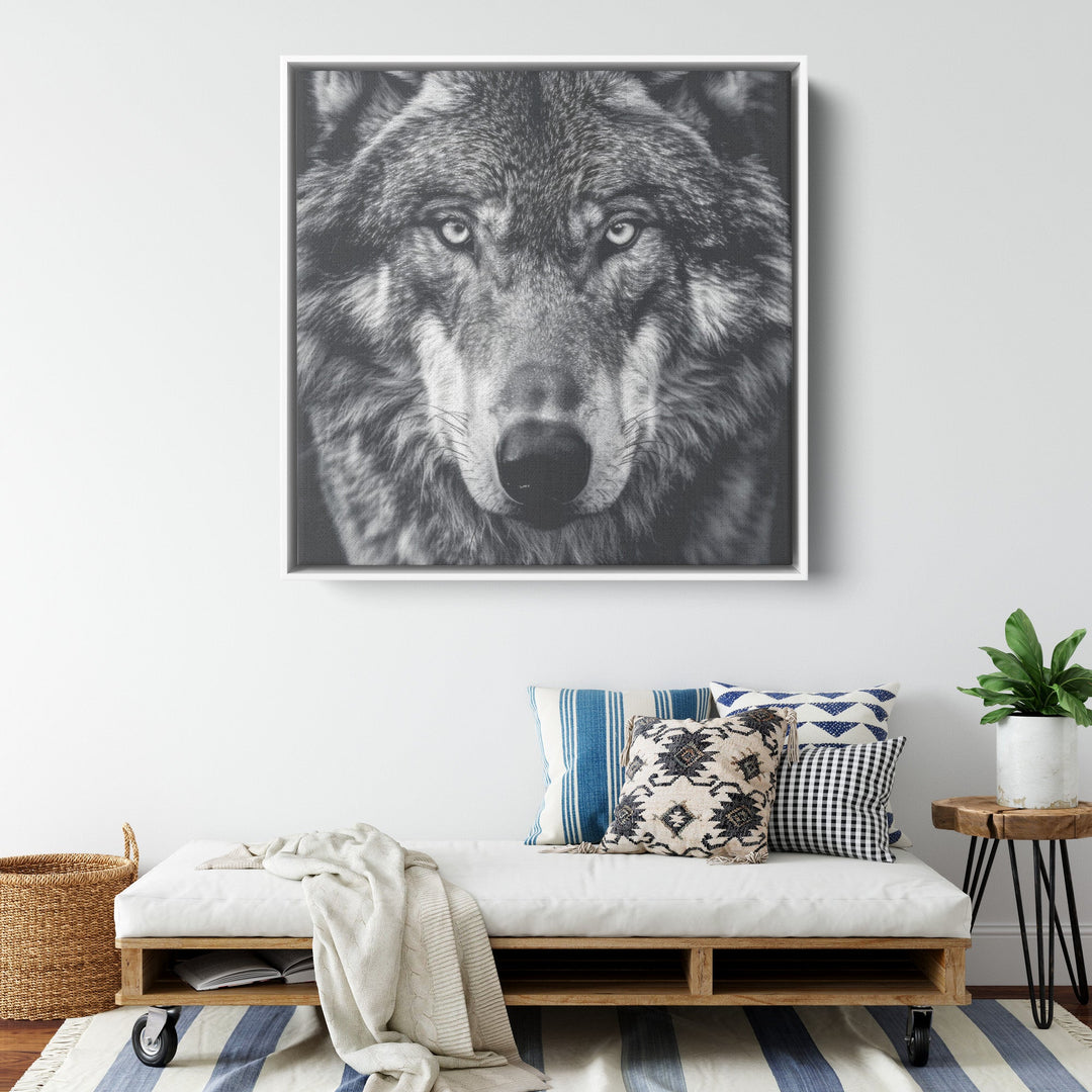 Wolf, black and white canvas - Tailored Wall ExpressionsCanvasframedcanvasblk36x36